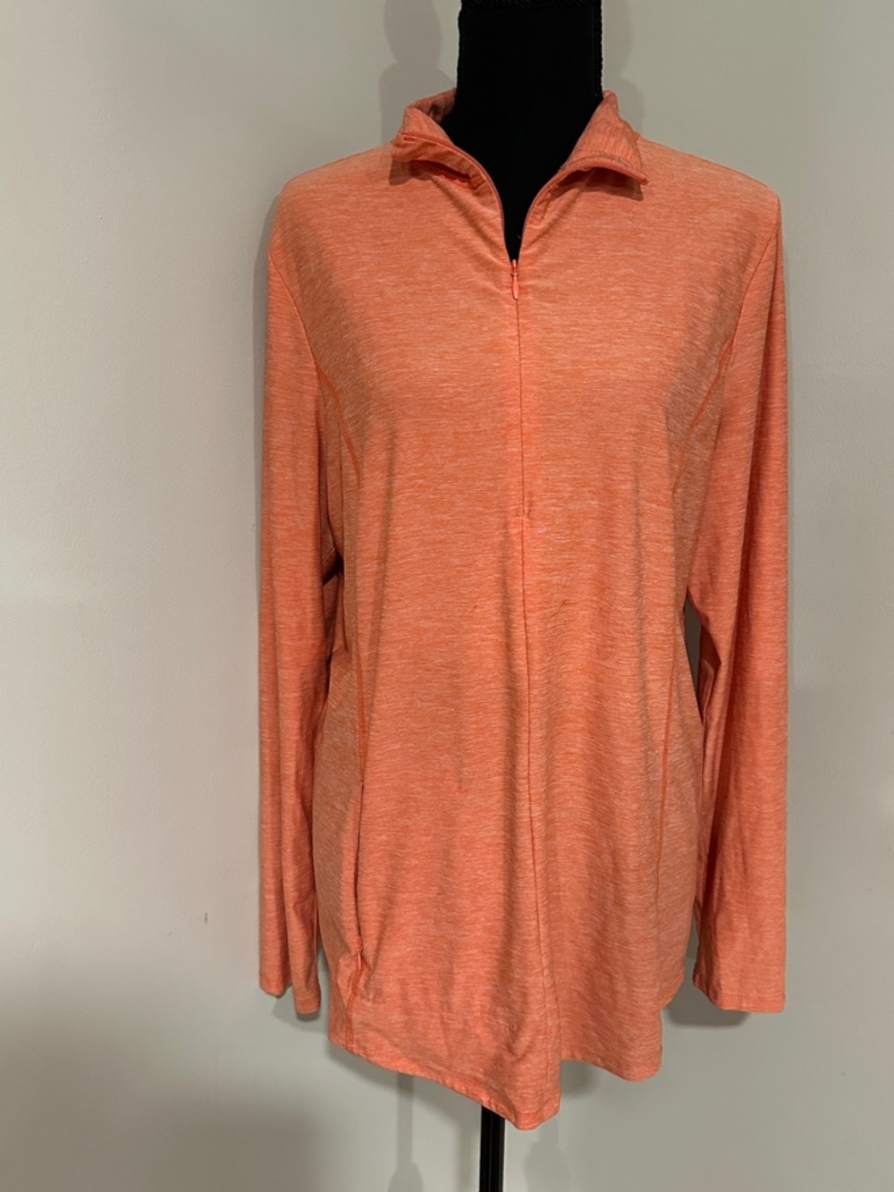 *DULUTH TRADING CO* Orange Heather Lightweight Zip-Front Long-Sleeve Top Size L